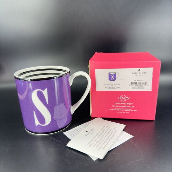 Lenox Kate Spade Wickford Letter Day Mug S Monogram Stripes Monogram 10 OZ W Box - Picture 11 of 14